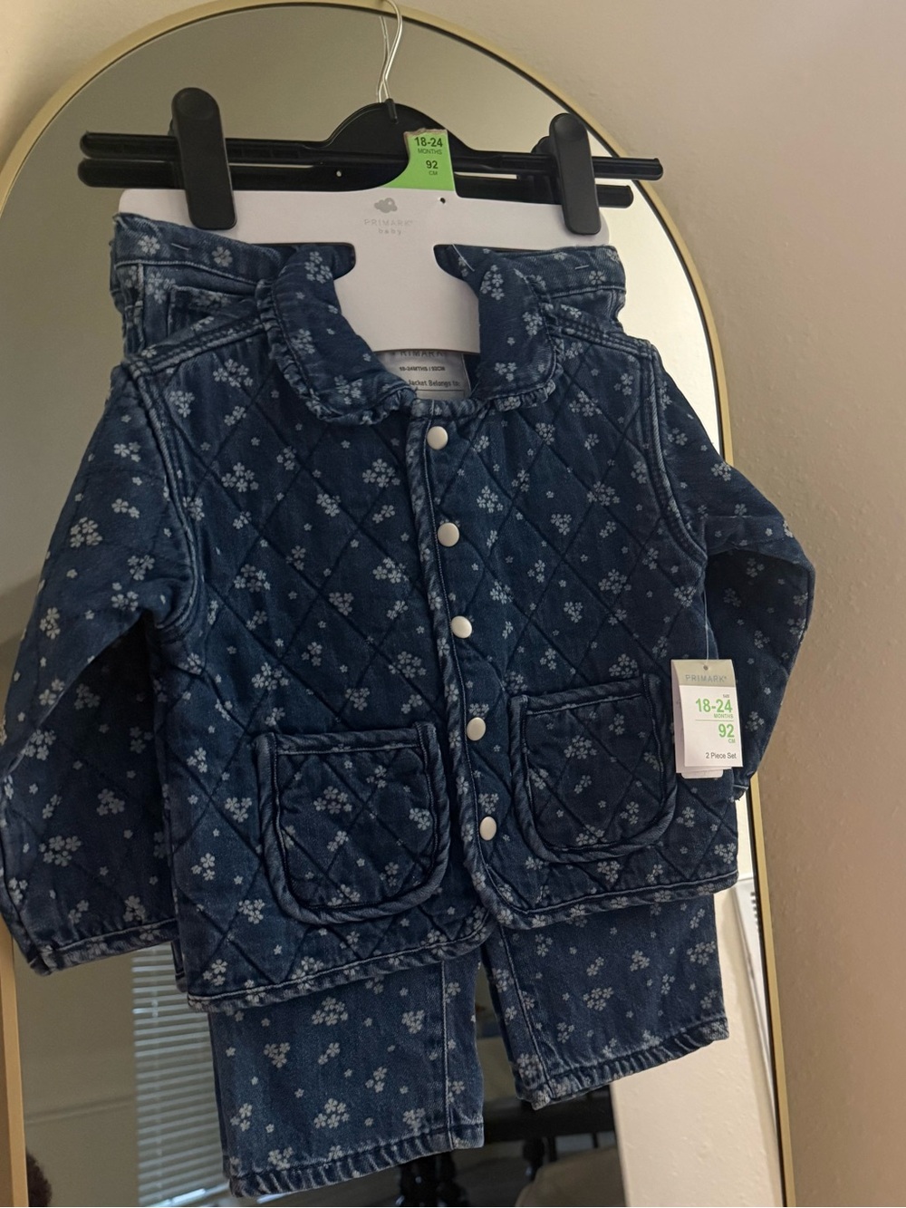 Primark Navy Quilted Floral Puffer Jacket